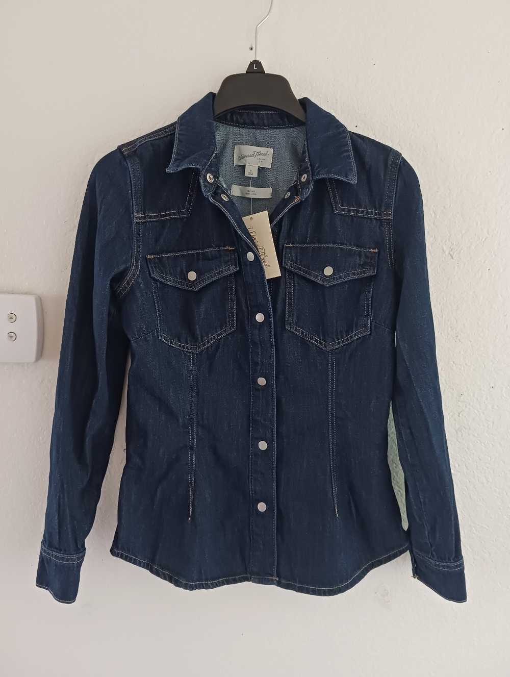 Universal Thread Dark Navy Tailored Button-Up Denim Shirt